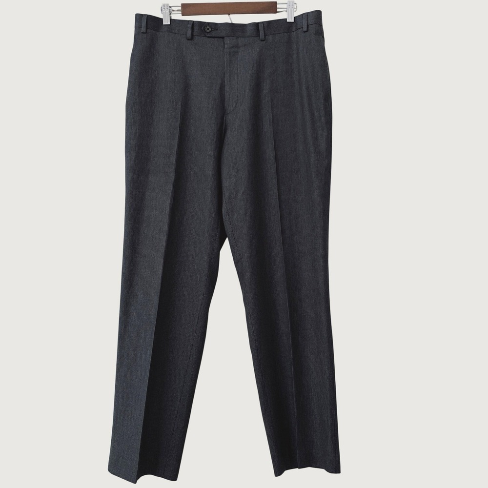 Ralph Lauren Dress Pants Men 36x32 Black Gray Washable Flat Front Straight Leg